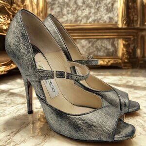 Jimmy Choo High Heels Shoes Womens Metallic Glitter Bronze Sz 36 or 6 US